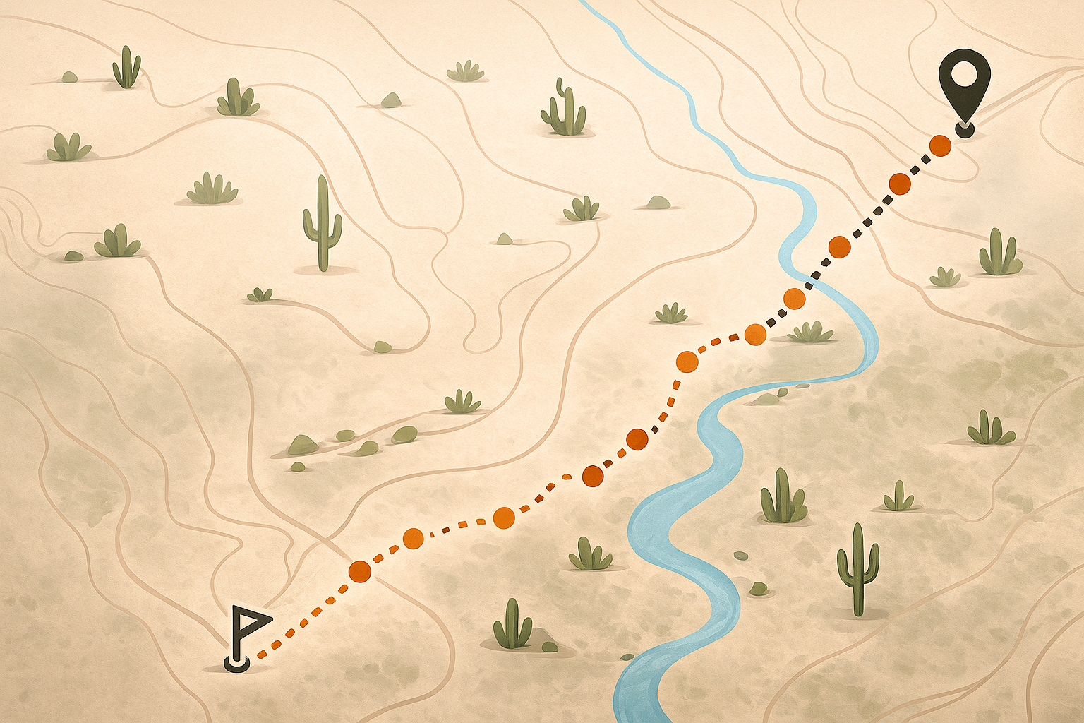 Hand holding a rugged GPS-style device displaying the TrailTexting logo and options for beacon, breadcrumb, and note messaging while on the trail.
